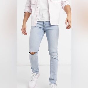 Topman Light Blue Stretch Skinny Jeans